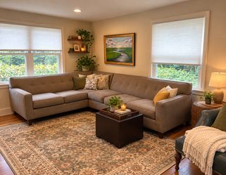 Gray Fabric L-Shaped Sectional Sofa
