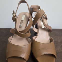 Audrey Brooke Cognac Platform Sandals