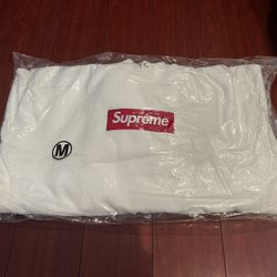 Supreme Box Logo Hooded Sweatshirt Hoodie Size M White Red