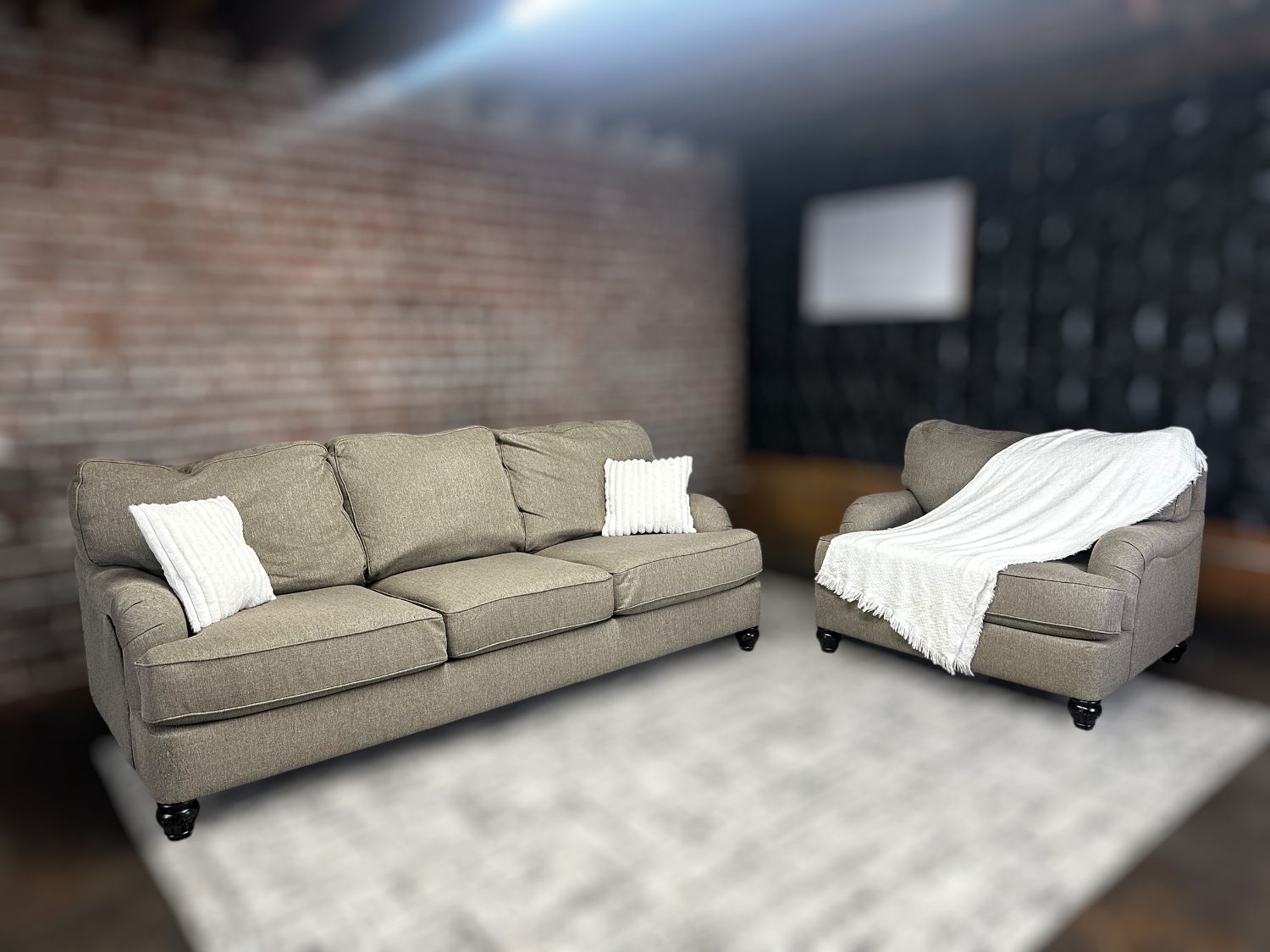 Delivery Available -Ashley beige sofa/couch and chair