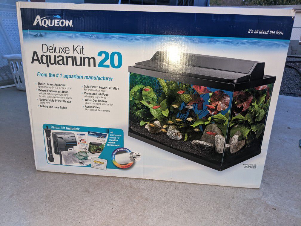 Brand New in the box Aqueon 20 gallon starter kit fish tank Aquarium 