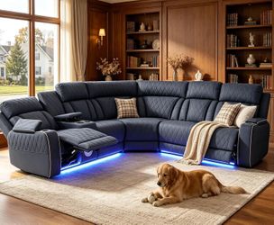 SALE💫Gray Blue Power Reclining Sectional Sofa Set