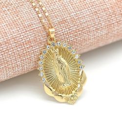 14k Gold Plated Guadalupe Virgin Necklace ~ Virgen de Guadalupe Cadena en Oro Laminado Catholic Jewelry