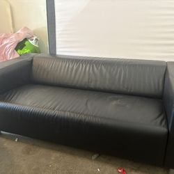 black leather couch