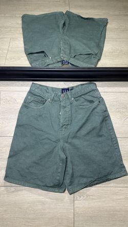 Y2K 2000s Green Gap Stone Wash Relaxed Fit Jean Short Jorts