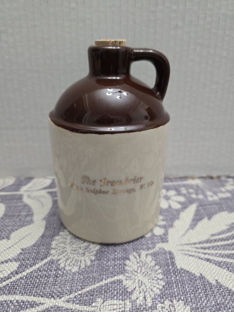 Vintage Stoneware Crock With Cork- The Greenbriar - Made In WEST VIRGINIA
