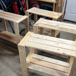 Four pine shelf/tables
