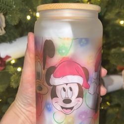 Mickey And Friends Christmas Glass Cup