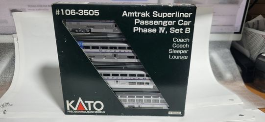 Kato N 106-3505 Amtrak Superliner Phase IV 4-Car Passenger Set B Coach Sleeper Lounge