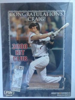 Signed, laminated Craig Biggio 3,000 hit picture : r/Astros