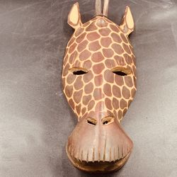 AFRICAN  HAND CARVED GIRAFF MASK  - KENYA
