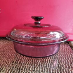 Corning Ware VISION 1 Qt. 1L  Casserole Baking Dish w/ Lid Cranberry USA