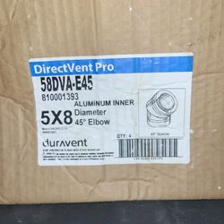 (4) DURAVENT DirectVent Pro 5" x 8" Galvanized 45 Degree Elbow #58DVA-E45