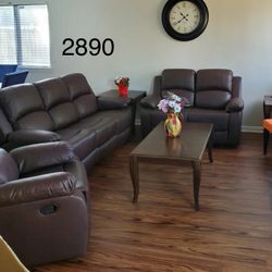 New Brown Leather Recliner Sofa Set