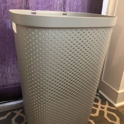 Gray Laundry Hamper Clothes Basket large W/ Side Handles 60L