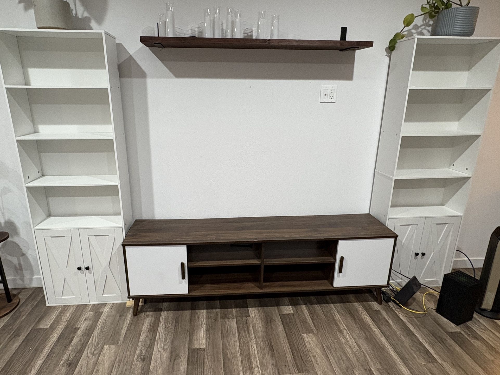 Tv Stand And Two Bookshelves