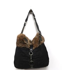 Coach Black Quilted Hobo Bag with Fur Trim