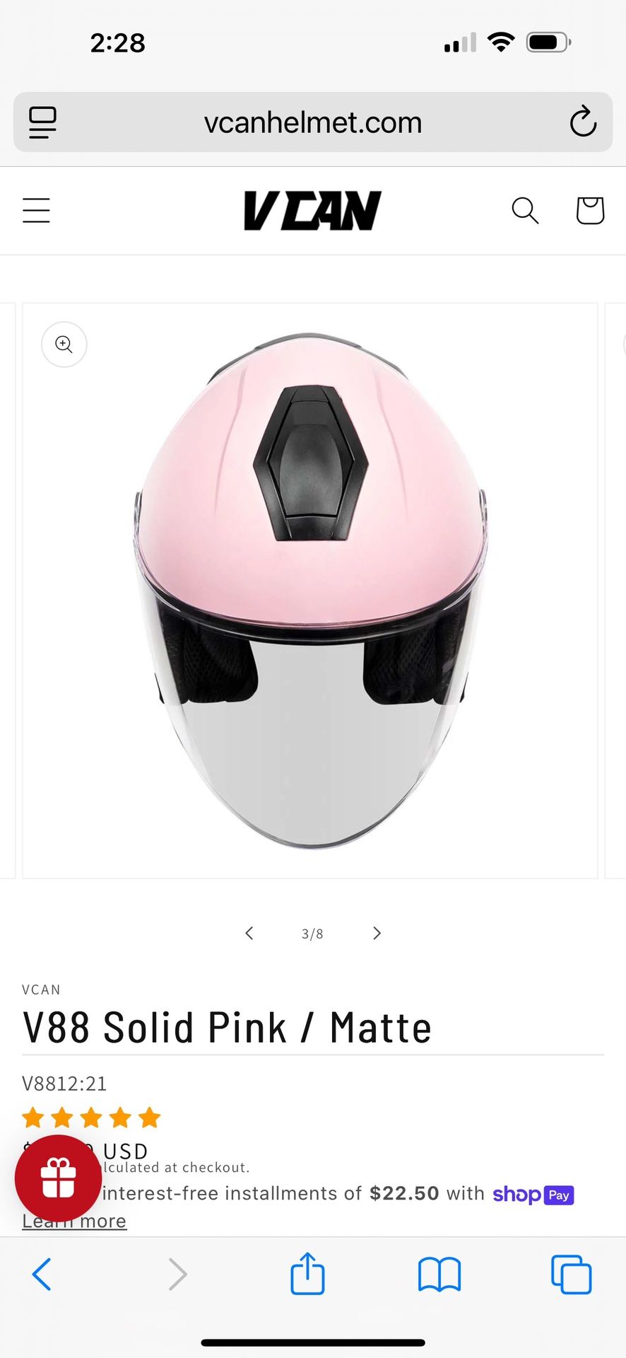 Motorcycle Helmet Vcan V88 - Brand new Down from $90.00 