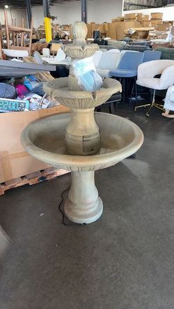 51.5" H Freestanding Outdoor Water Fountain – Stone-Look Weather-Resistant Easy Setup Classic 3-Tier Garden Feature with Electric Pump for Patios, Yar