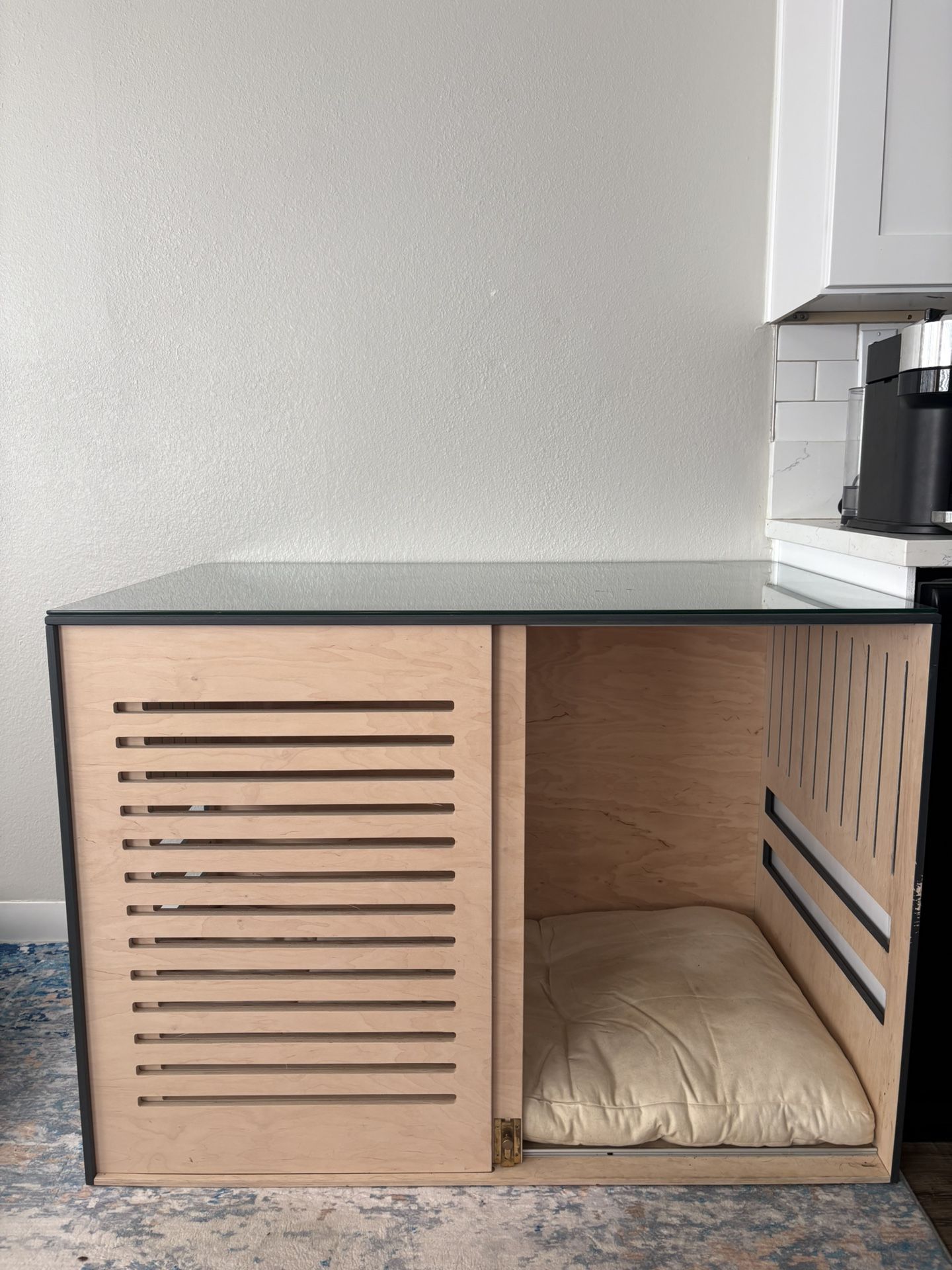 Wooden rectangular dog crate