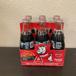 Arkansas Razorbacks 1994 Six-pack Of Bottled Coke