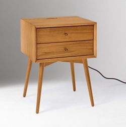Pair of West Elm Mid-Century Charging Nightstands (in Acorn)