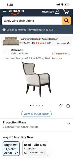 Pair of Uttermost Honestly Beautiful Wing Back Arm Chairs #23073.
