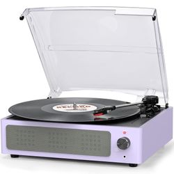 Record Player for Vinyl All-in-one Turntable with Speakers Belt-Driven Turn Table 3-Speed 3 Size 33 1/3 45 78 RPM BT Wireless Headphone AUX-in RCA LP 