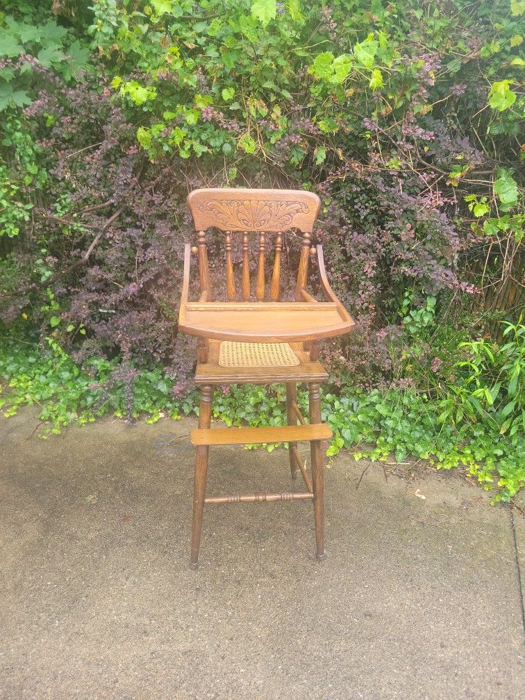 Antique High Chair Wood For Baby
