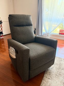 Modern Swivel Rocker Recliner Chair (Fabric / Charcoal Gray) - Excellent Condition