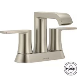 Genta 4 in. Centerset Double-Handle Bathroom Faucet with Drain Kit Included in Spot Resist Brushed Nickel