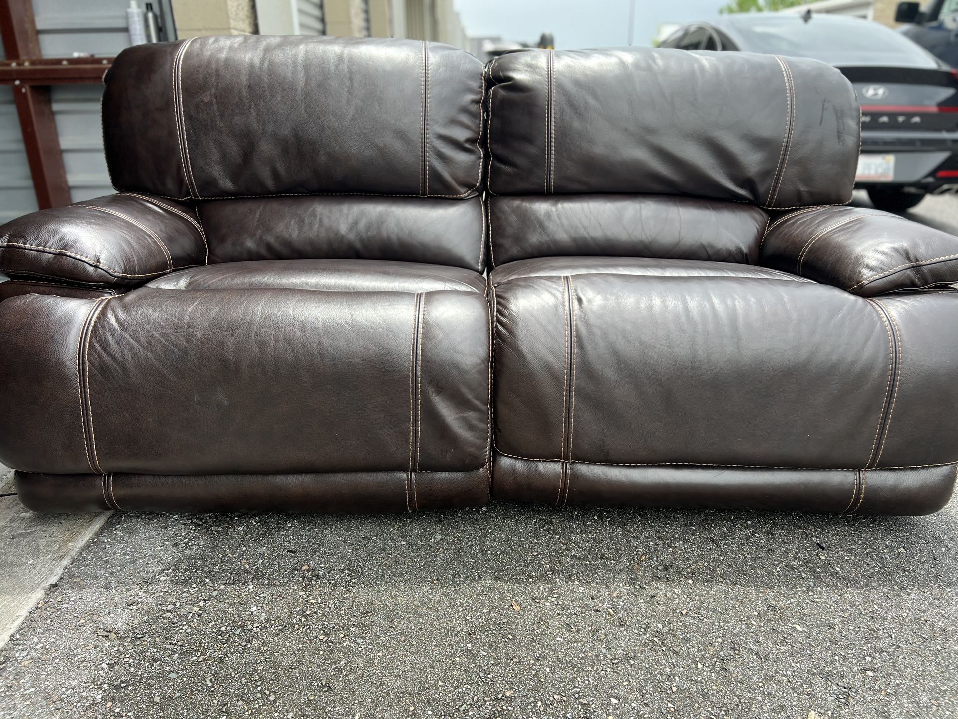 Leather Sofa W Power Recliners