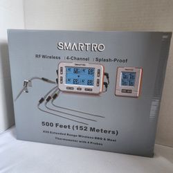 SMARTRO X50 Wireless Meat Thermometer 4 Probes 500ft Long Range BBQ Alarm Thermometer for Smoker Grilling Kitchen Food Cooking Thermometer for Meat

