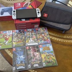 Great OLED Console Bundle With Games Working Perfectly and Controller Plus Case 