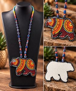 $100 OBO Handmade Beaded Native American Bear Necklace