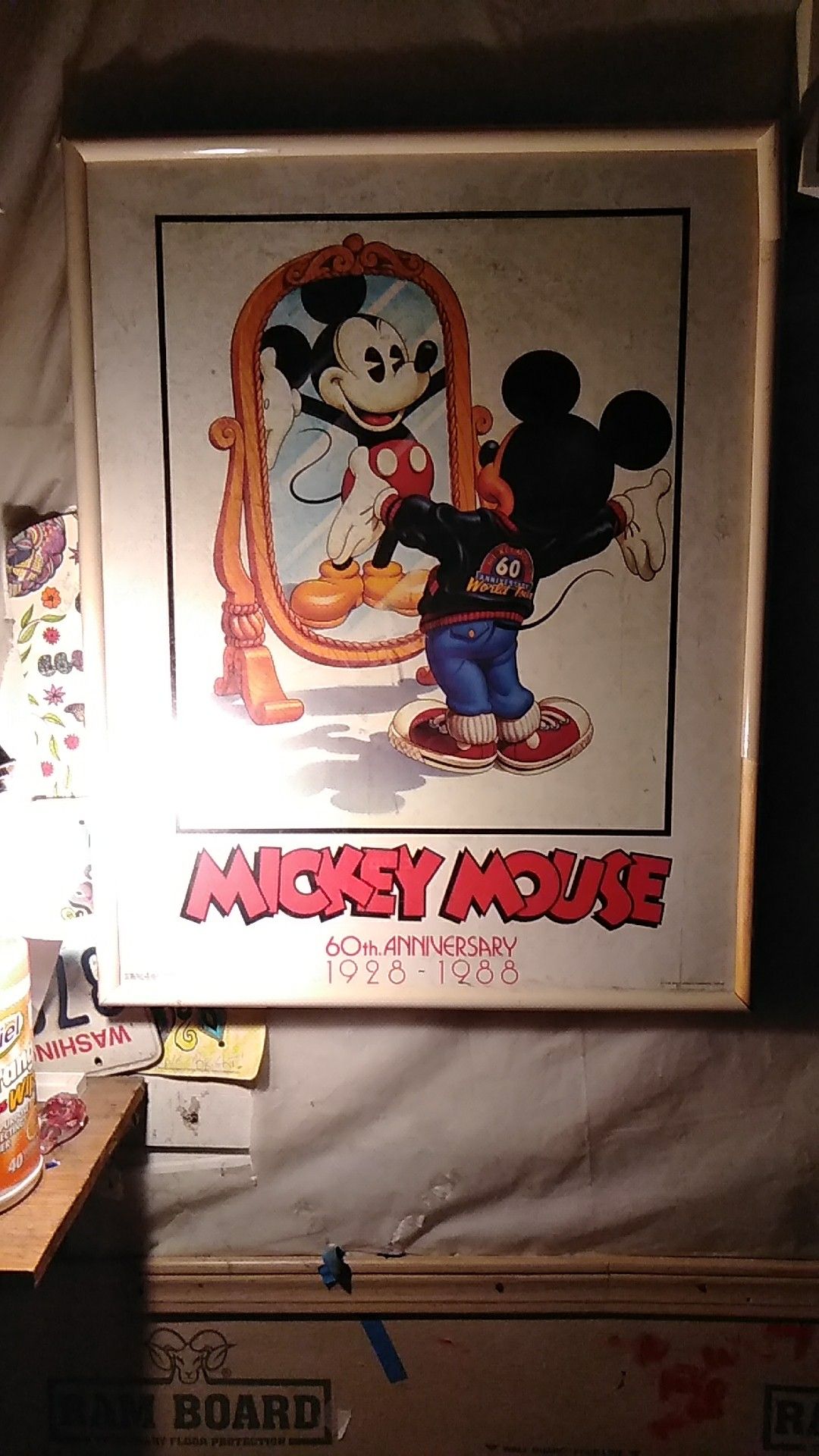 Mickey Mouse 60th anniversary 1928 thru 1988 poster valued at $ 150 to 200