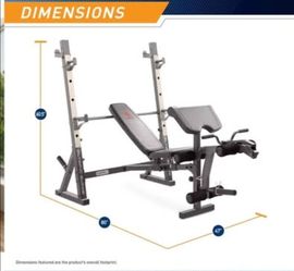 Marcy Olympic Workout Bench for Home Gym Strength Training with Preacher Curl & Weight storage racks