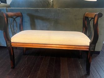 Upholstered Window Bench with Scrolled Arms