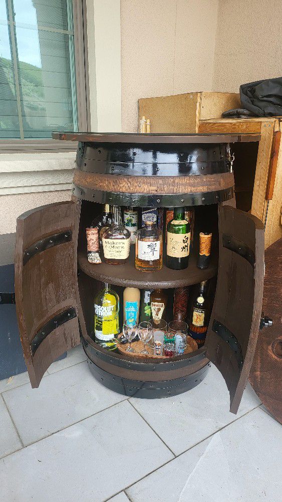 Refurbished Oak Wiskey/wine Barrel Cabinet