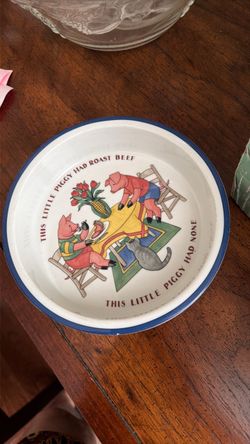 Vintage Little Piggy Nursery Rhyme Ceramic Bowl