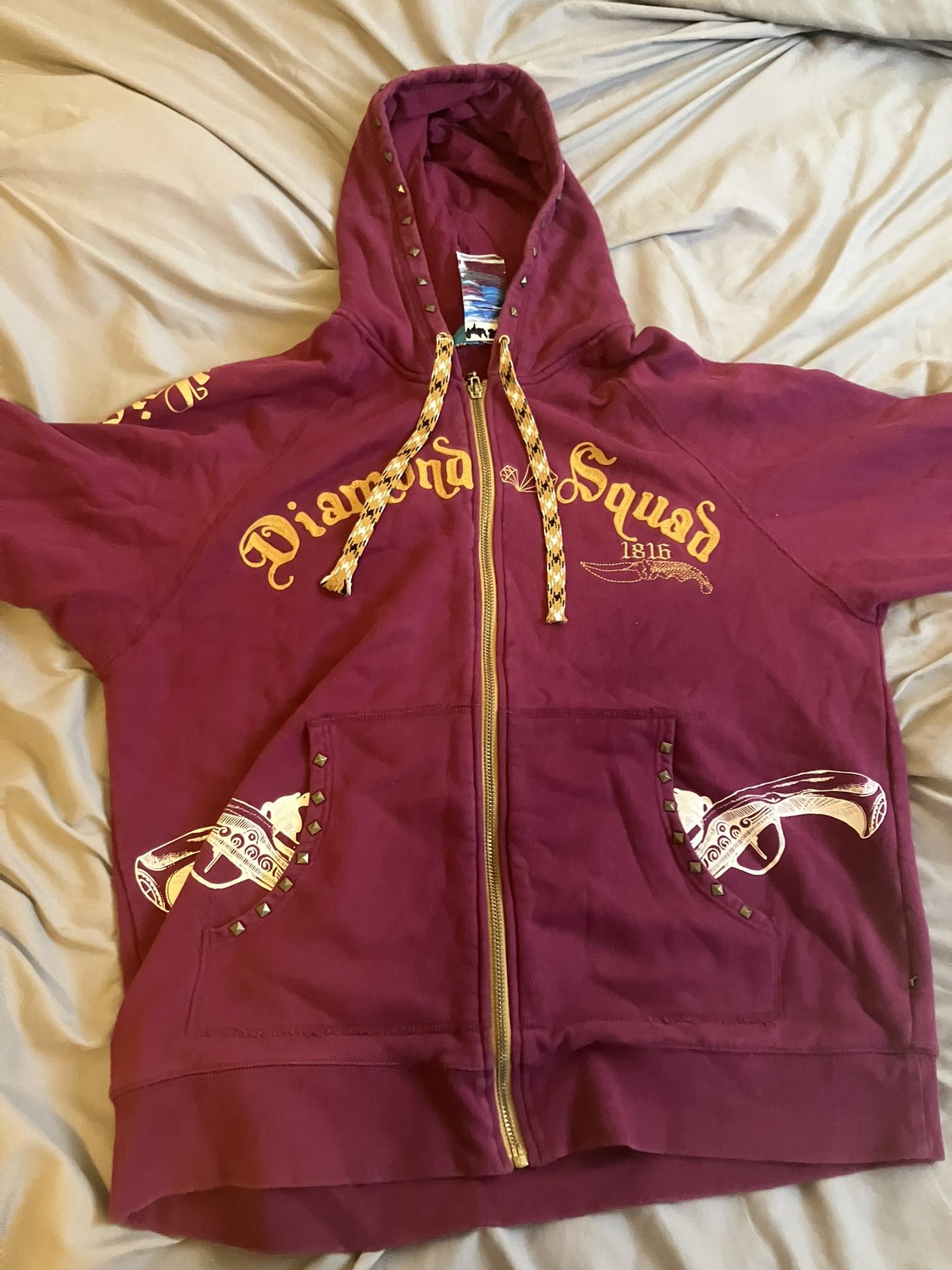 Artful Dodger Hoodie Men's Size 3Xl Sided Zip Up Spikes