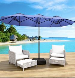 15x9 Ft Outdoor Patio Umbrella, 12 Rib sturdy Construction, Sun-Resistant Cover, 135 Square Feet Of Shade, Includes Weighted Base, Sandbags &