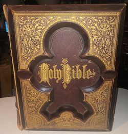 1881 Pictorial Parallel Family Bible - Leather & Gold - rare Award-Winning Edition