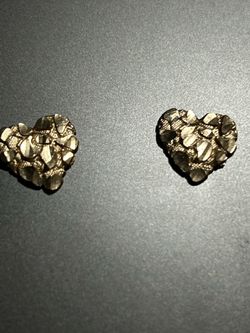 Gold Nugget Earrings (Heart - Shaped)
