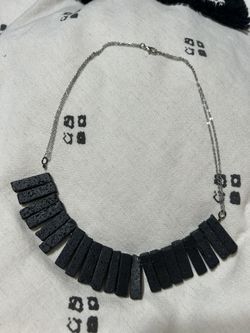 Necklace With Black Lava Rock 