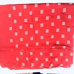 Vintage Red Tablecloth Checkered Pattern Embroidered large 