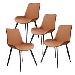 Kamai Faux Leather Upholstered Side Chair with Carbon Steel Lellogs