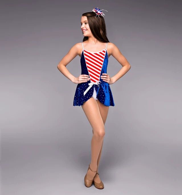 Red and white striped velvet sequined stage costume