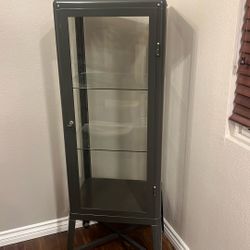 Curio Cabinet In Modern Grey Lovely Great Condition 