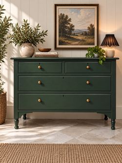 Antique Deep Green Dresser | Entryway Cabinet